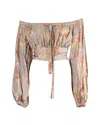 Zimmermann Unbridled Maiden Blouse In Floral Print Viscose In Multi