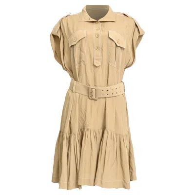 Zimmermann Utility Belted Mini Dress In Beige Viscose In Brown