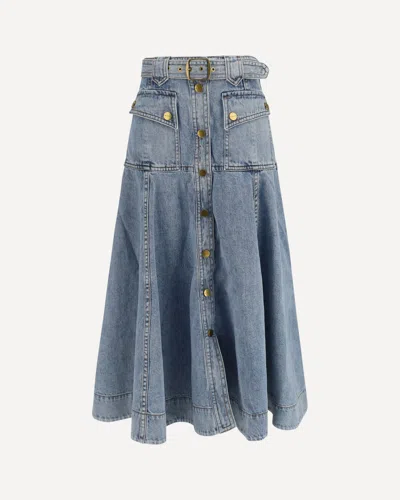 Zimmermann Utility Denim Midi Skirt In Blue
