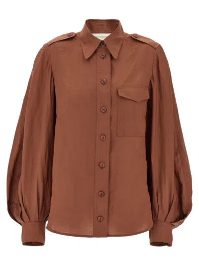 Zimmermann Utility Shirt And Blouse Brown