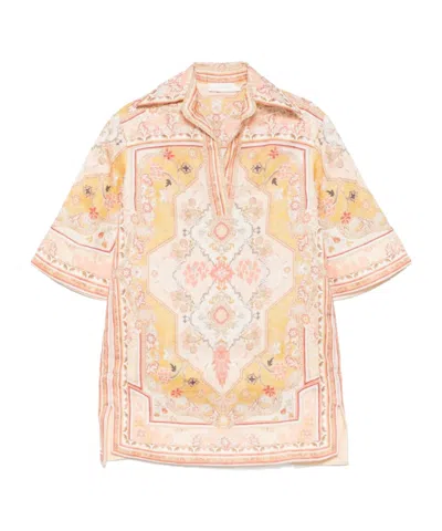 Zimmermann Wylie Printed Linen Tunic In Nude