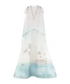 Zimmermann Illuminate Bead-embellished Printed Linen And Silk-blend Gown In White