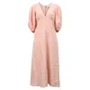 Zimmermann V-neck Midi Dress In Pink Linen In Pink