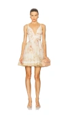 Zimmermann Hypnotic Linen And Silk Mini Dress In Neutral