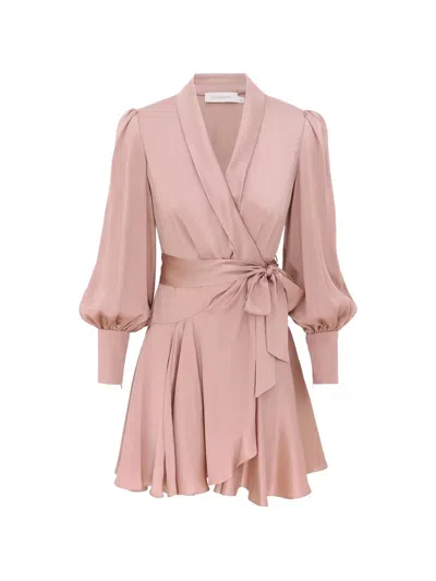 Zimmermann V-neck Mini Dress In Pink