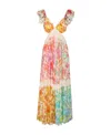 Zimmermann Raie Ruffled Floral-print Cotton-blend Dress In Nude
