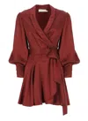 Zimmermann Womens Sand Plunge-neck Wrap-over Silk Mini Dress