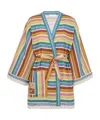 Zimmermann Everley Belted Fringed Striped Cotton-voile Robe In Multicolor