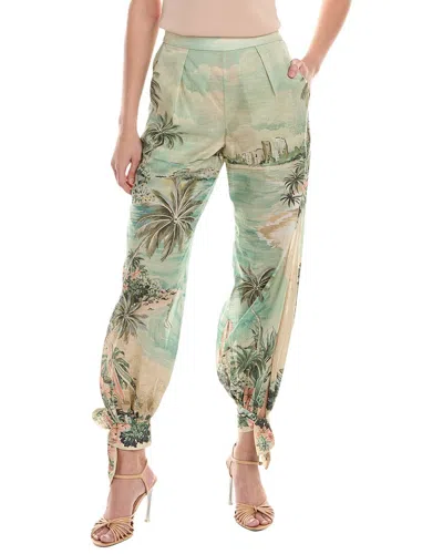 Zimmermann Vacay Tied Track Pant In Green