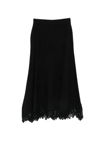 Zimmermann Valian Wool Midi Skirt In Black