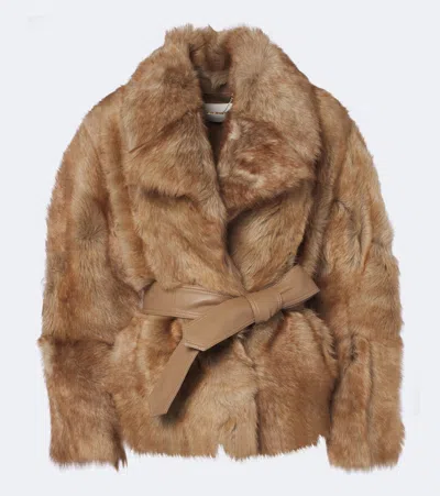 Zimmermann Valiant Belted Shearling Jacket In Brown