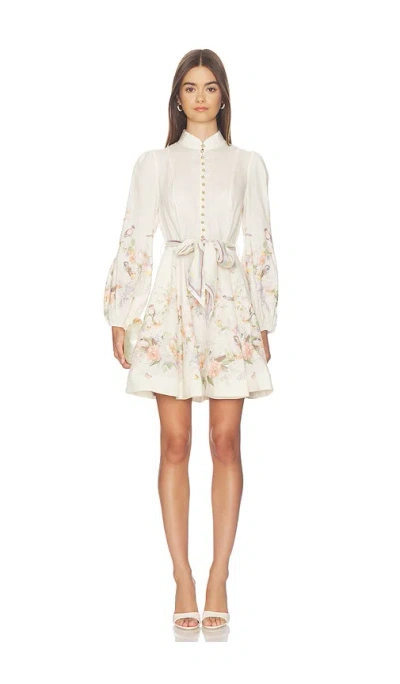 Zimmermann Valiant Button Mini Dress In Cream Bouquet