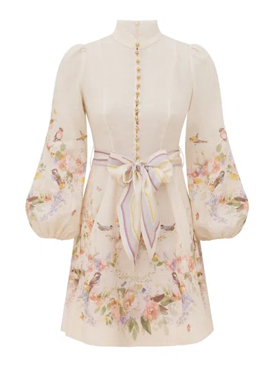 Zimmermann Valiant Buttoned Mini Dress In Multicolour