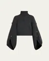 Zimmermann Valiant Buttoned Turtleneck Sweater In Graphite