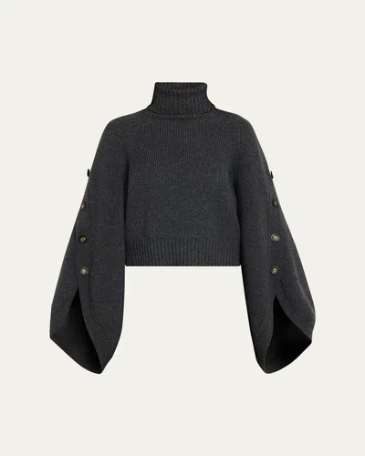 Zimmermann Valiant Buttoned Turtleneck Sweater In Graphite