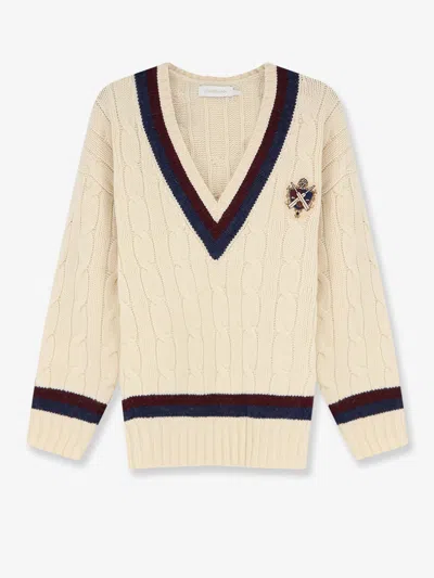 Zimmermann Valiant Cable Knit Wool Sweater In Beige