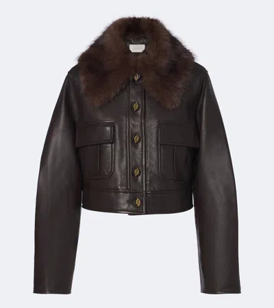 Zimmermann Valiant Cropped Leather Jacket In Brown
