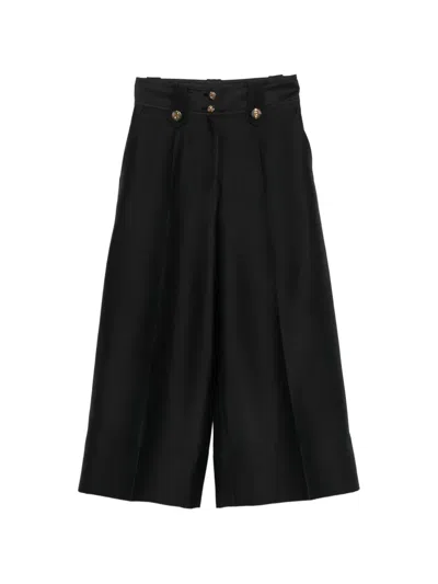Zimmermann Valiant Culotte Button-embellished Cropped Trousers In Black
