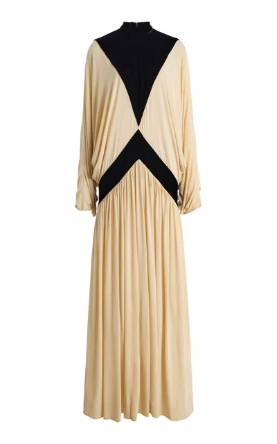 Zimmermann Valiant Deco Crepe Maxi Dress In Black,white