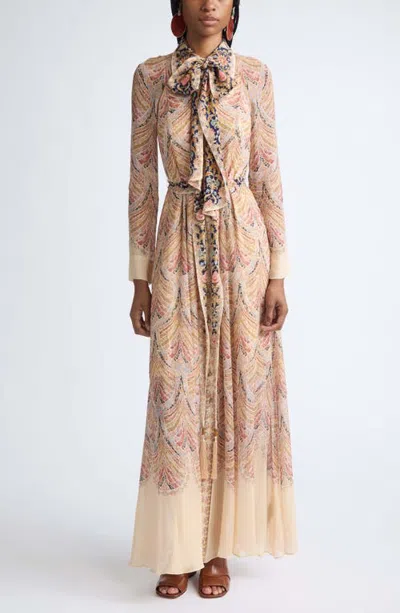 Zimmermann Valiant Deco Print Long Sleeve Maxi Shirtdress In Multi