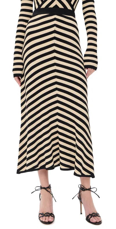 Zimmermann Valiant Deco Stripe Midi Skirt Black/cream