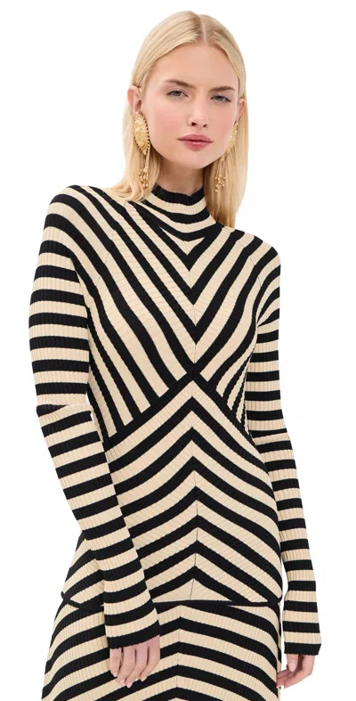 Zimmermann Valiant Deco Stripe Sweater Black/cream