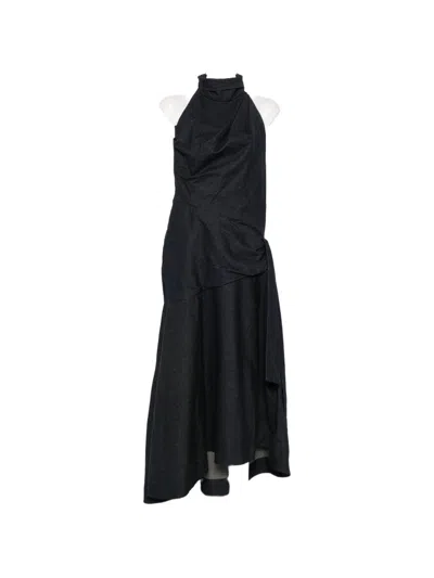 Zimmermann Valiant Denim Draped Dress In Blue