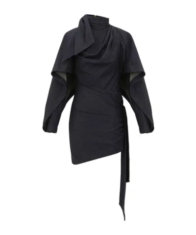 Zimmermann Valiant Draped Denim Mini In Blue