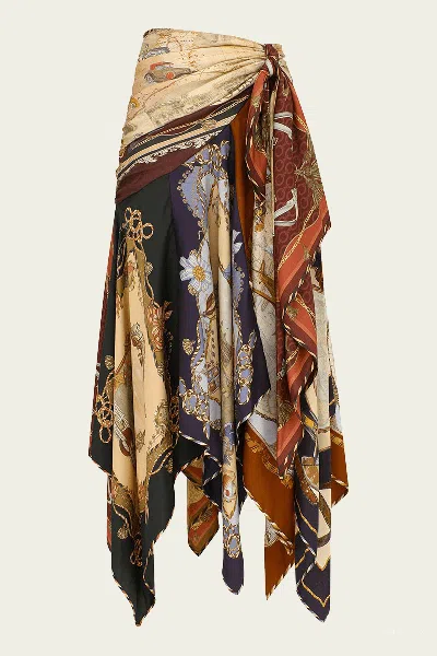 Zimmermann Valiant Draped Scarf Skirt In Spliced Scarves In Multi
