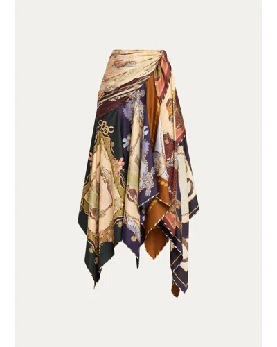 Zimmermann Valiant Draped Silk Scarf Skirt In Spliced Scarves