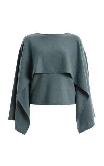 Zimmermann Valiant Draped Wool-cashmere Sweater In Blue