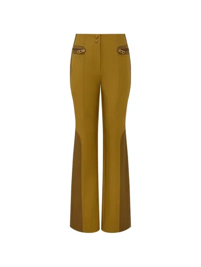 Zimmermann Valiant Drill Zip-detail Flared Trousers In Green