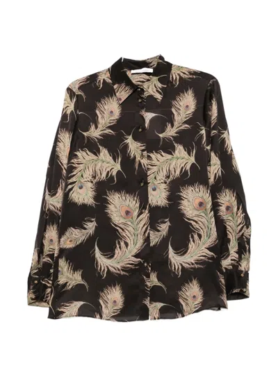 Zimmermann Valiant Printed Satin Shirt In Black