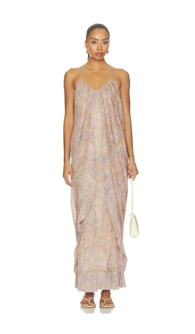 Zimmermann Valiant Floating Slip Dress In Chambray Paisley