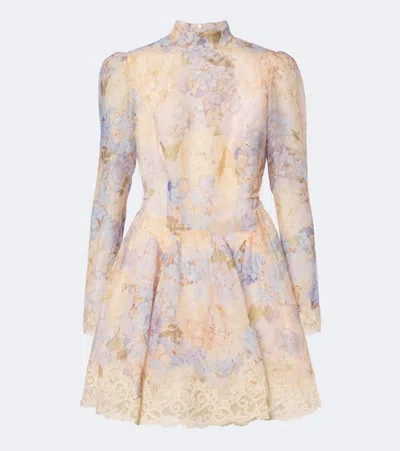 Zimmermann Valiant Floral Silk And Linen Minidress In Multi