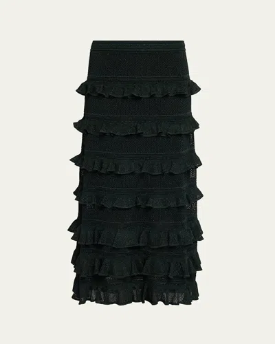 Zimmermann Valiant Frill Midi Skirt In Green