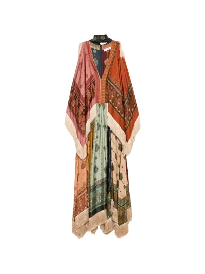 Zimmermann Silk Printed V-neck Asymmetric Beach Cover-up In Multi