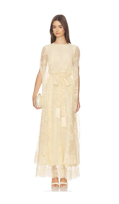 Zimmermann Valiant Lace Caped Maxi Dress In Cream