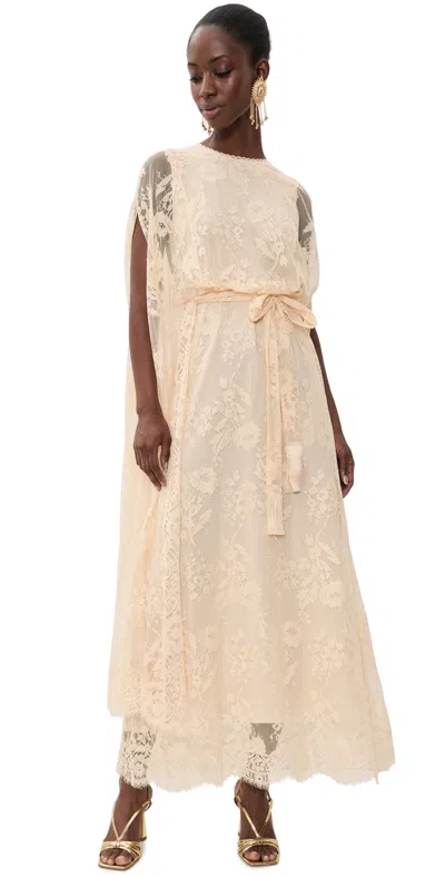 Zimmermann Valiant Lace Caped Maxi Dress Cream