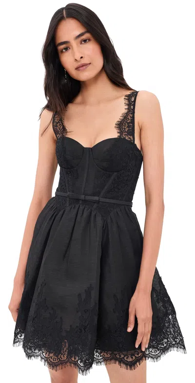 Zimmermann Valiant Lace Trim Mini Dress Black