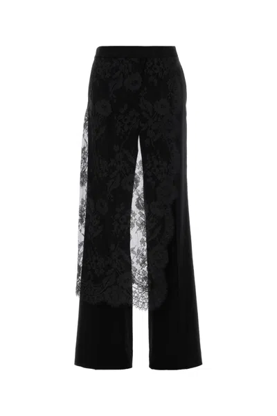 Zimmermann Valiant Lace-trimmed Stretch-linen Straight-leg Pants In Black