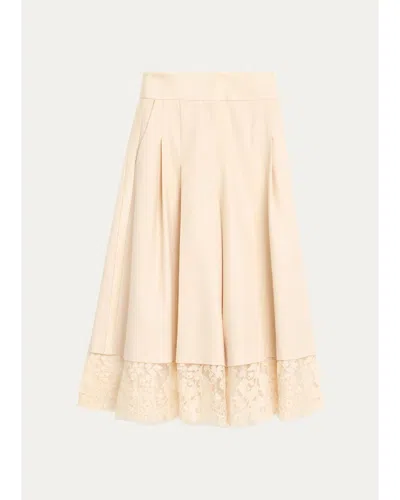 Zimmermann Valiant Lace-hem Stretch-wool Skirt In Pink