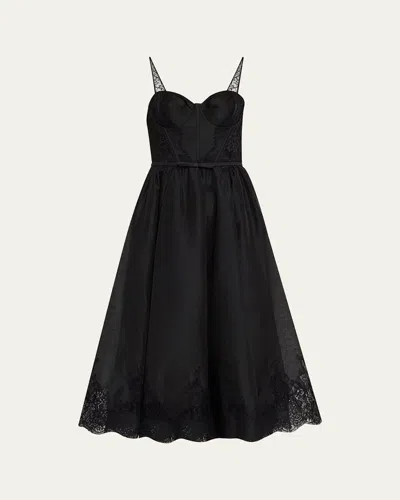 Zimmermann Valiant Lace-trim Corset Dress In Black