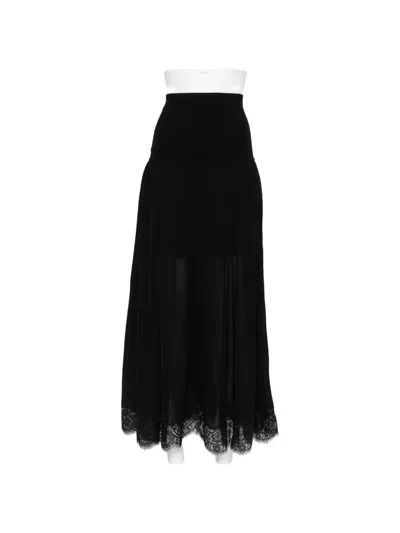 Zimmermann Valiant Lace-trim Pleated Maxi Skirt In Black