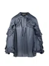 Zimmermann Valiant Lace-trim Ruffled Blouse In Blue