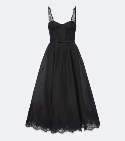 Zimmermann Valiant Lace-trimmed Linen And Silk Bustier Dress In Black