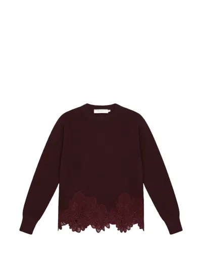 Zimmermann Valiant Lace-trimmed Sweater In 레드