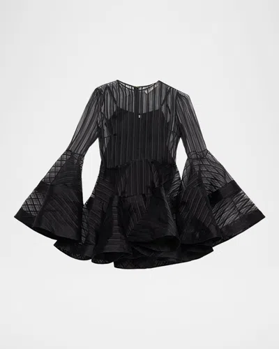 Zimmermann Valiant Lantern Mini Dress In Black