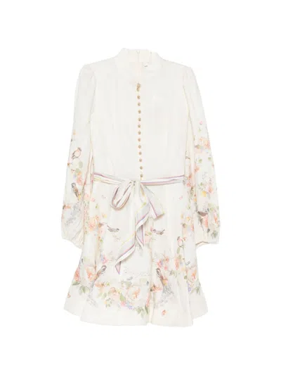 Zimmermann Valiant Linen Mini Dress In White
