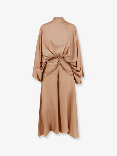 Zimmermann Valiant Long Silk Dress In Brown